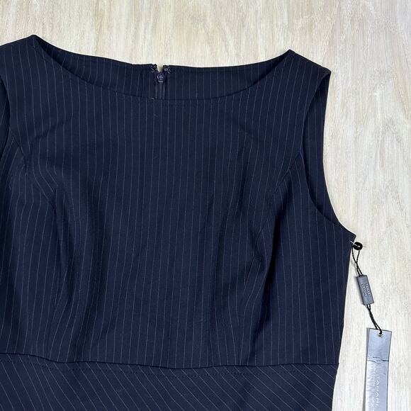 NWT Tahari Navy Pin Stripe Asl Tomlee Sleeveless Knee Length Sheath Dress 4 - Picture 3 of 13